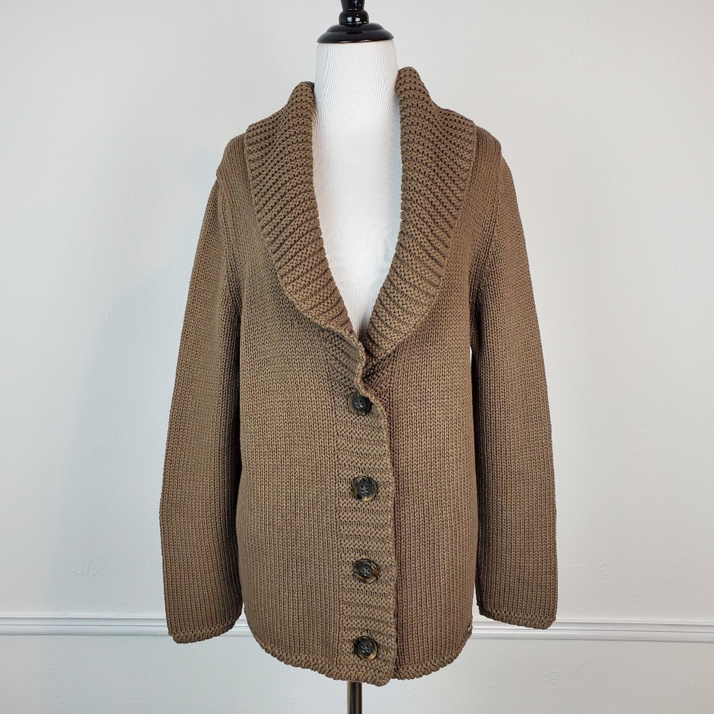 Blue Willi's Cardigan Sweater Chunky Knit Cozy Boho Brown Grandpa Cabin Denmark